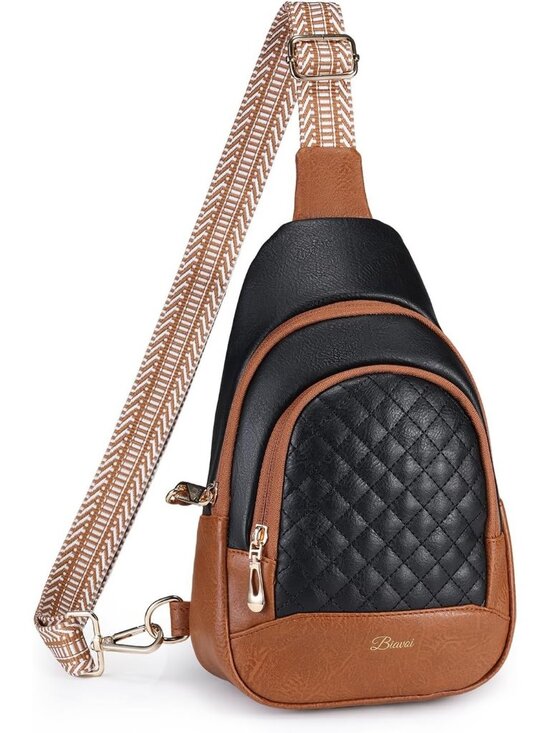 Handbags - Women Black Brown Anti Theft Small Sling Zipper Lock Vegan Leather Crossbody Bag